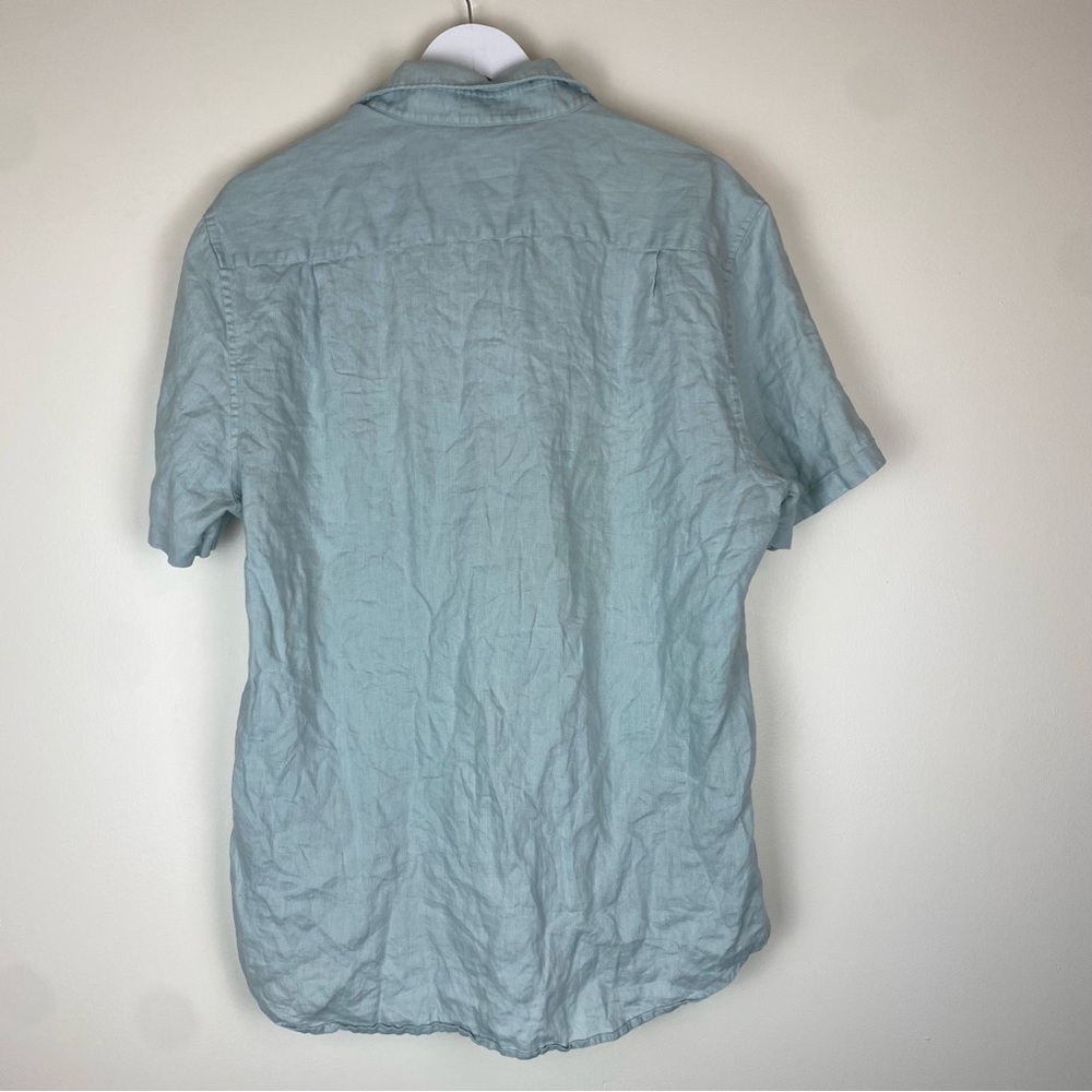 SABA Men Linen Classic Fit Button Up Short Sleeve Shirt Large - Picture 2 of 5